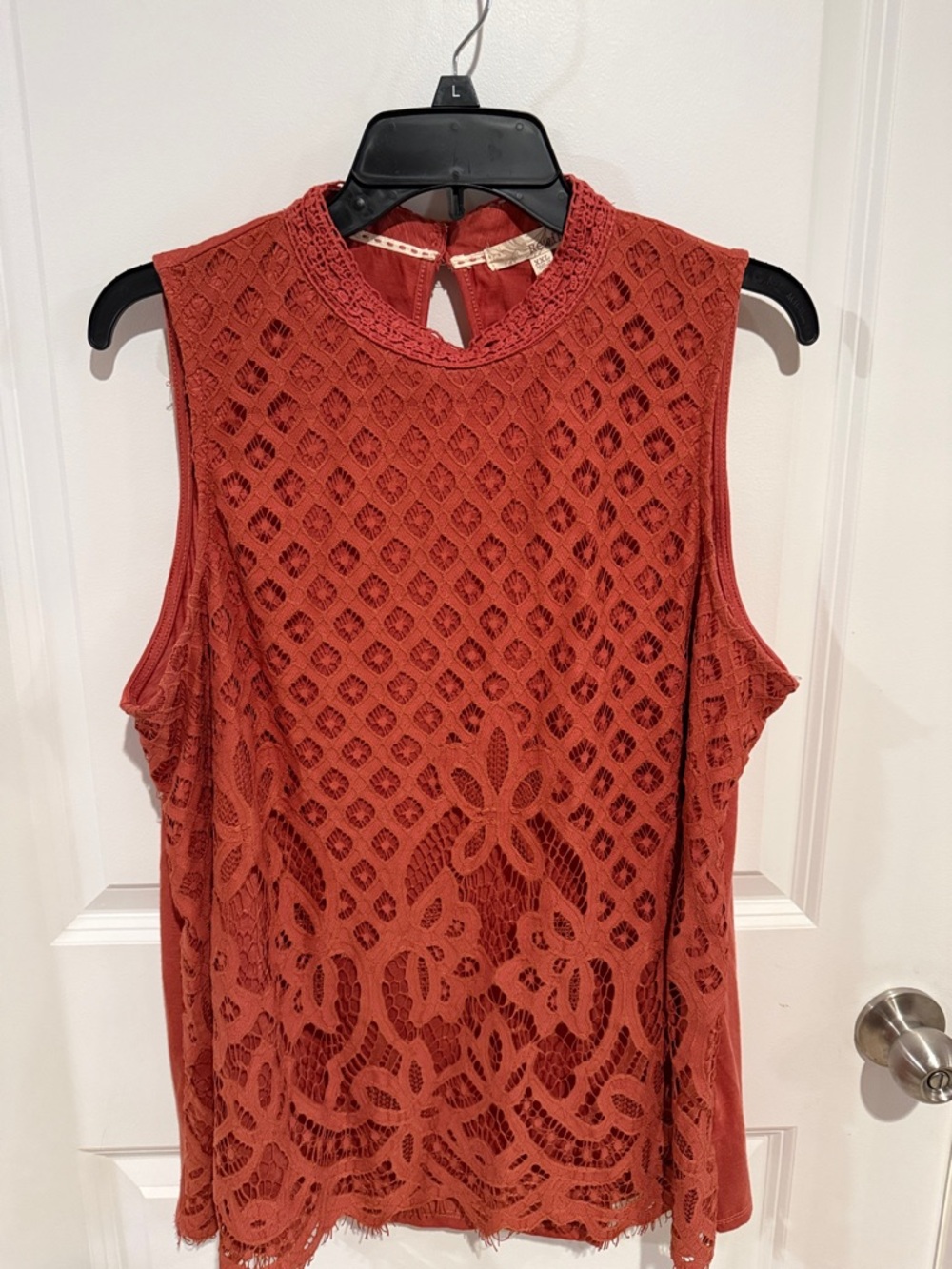 Rewind Rust Red Crochet Sleeveless Tank Top